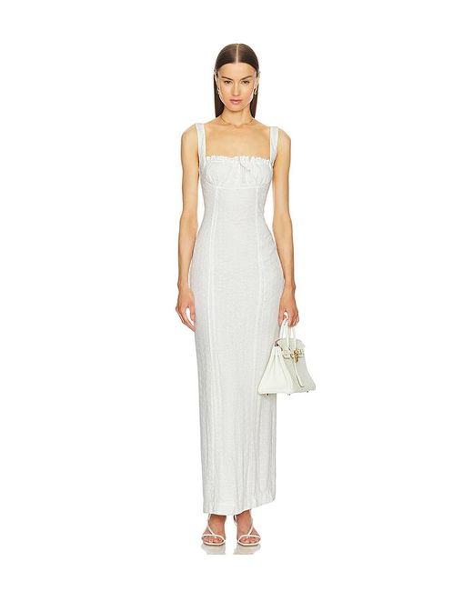 Helsa White Petite Eyelet Column Dress