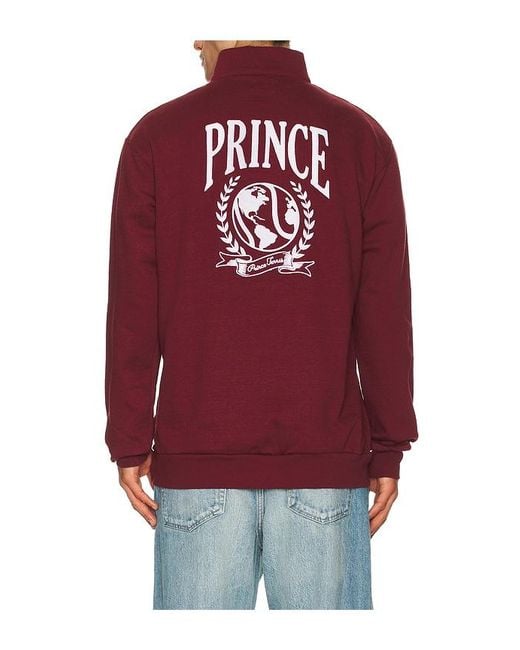 Prince Tennis Red Fleece Quarter Zip Pullover for men