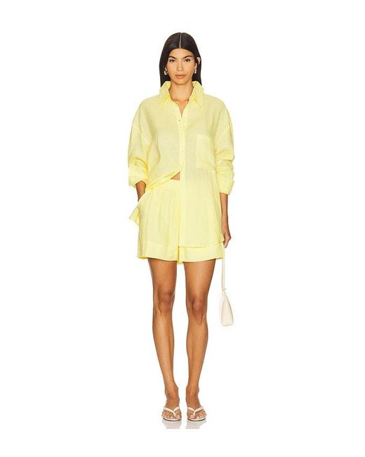 AEXAE Yellow Linen Waistband Short