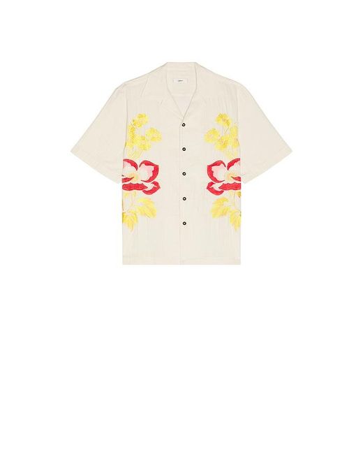 Commas White Embroidered Peonies Bowling Shirt for men