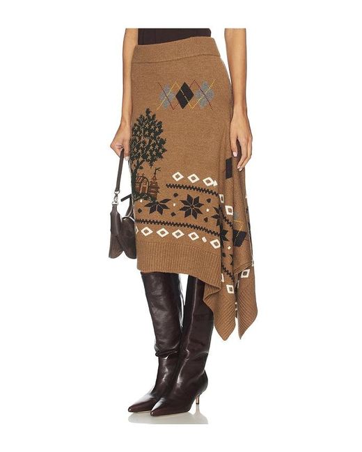 Monse Natural Mixed Fair Isle Midi Skirt