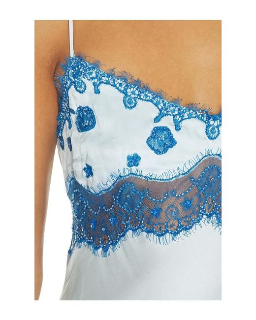 Asta Resort Blue Arlette Hand Beaded Mini Dress