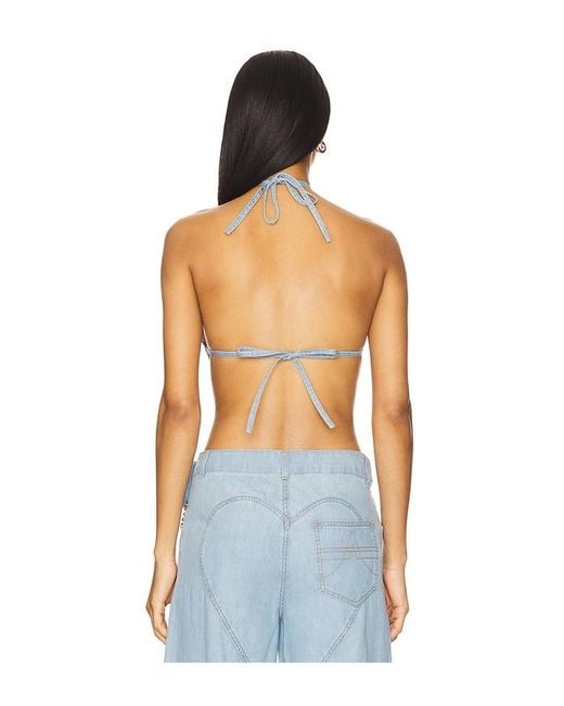 Area Blue Crystal Rosette Handkerchief Top