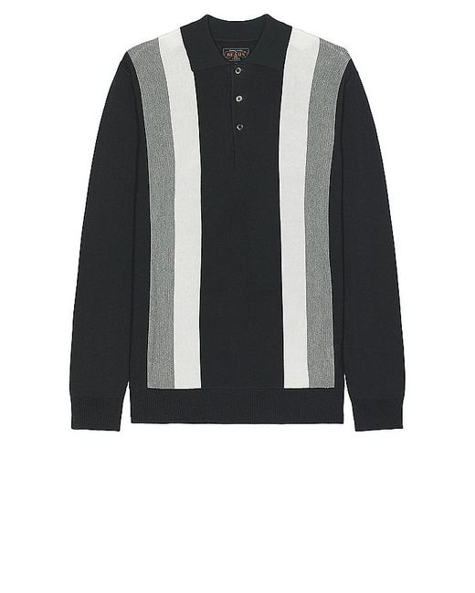 Beams Plus Black Knit Polo Gradation Stripe for men
