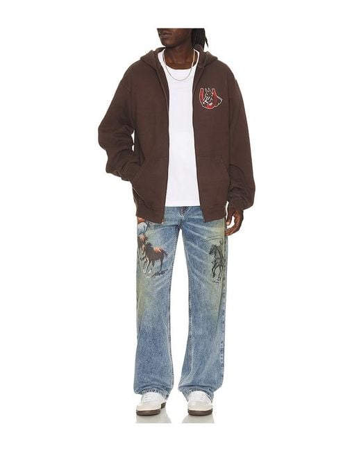 One Of These Days Brown Valley Riders Zip Up Hoodie for men