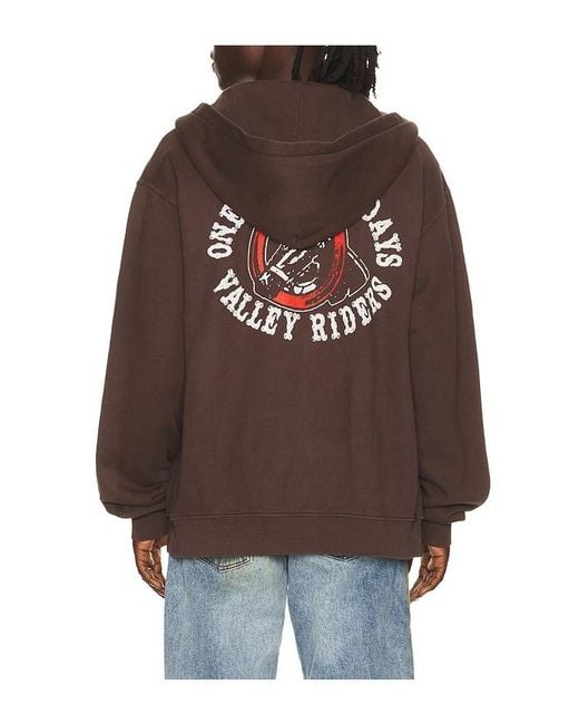 One Of These Days Brown Valley Riders Zip Up Hoodie for men