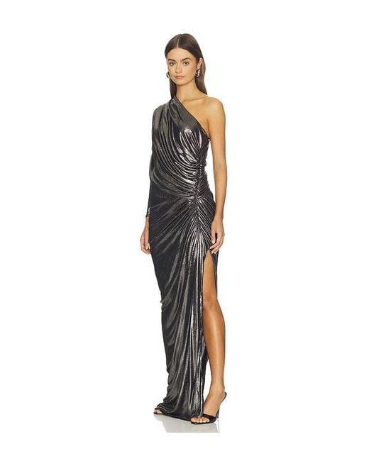 Atlein Black One Sleeve Draped Gown