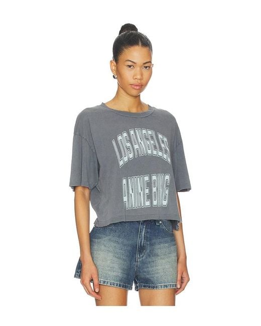 Anine Bing Blue Johnny Cropped Tee