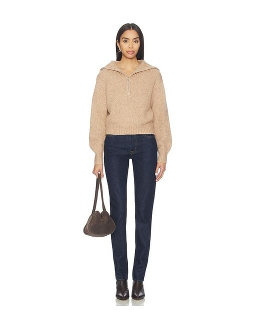 Susana Monaco Blue Wool Half Zip Collar Sweater
