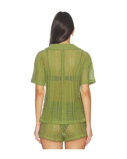 ALL THE WAYS Green Rosie Button Up Top
