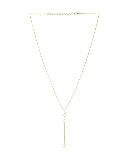 By Adina Eden White Multi Bezel Stone Drop Lariat Necklace
