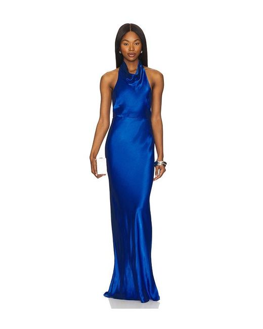 Shona Joy Tatum High Cowl Open Back Maxi Dress in Blue | Lyst