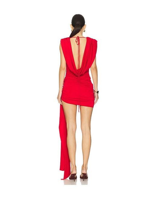AWAVE Studio Red Boat Neck Mini Dress