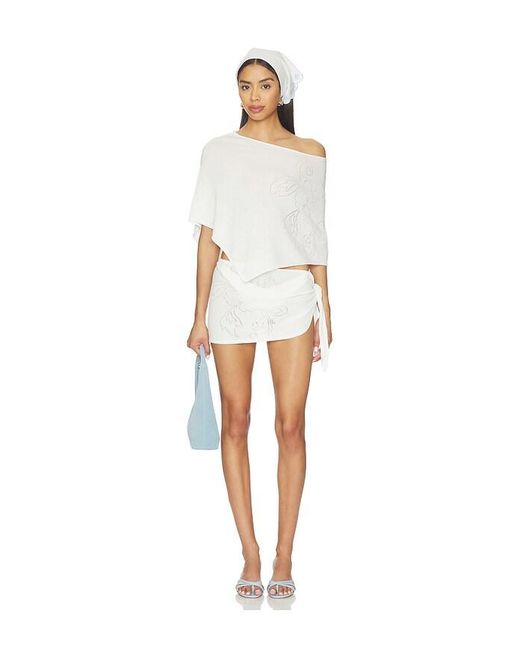 Frankie's Bikinis White Atlas Knit Mini Skirt