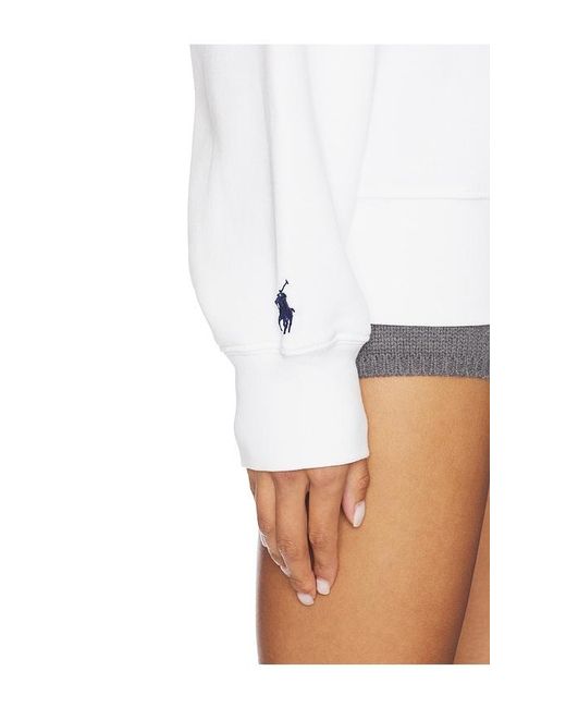 Polo Ralph Lauren White Seasonal Fleece Hood Sweatshirt