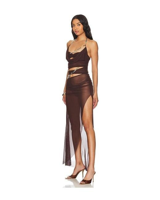 Jaded London Brown Draped Maxi Dress