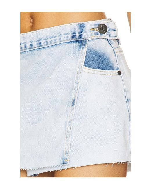 One Teaspoon Blue Denim Wrap Mini Skirt