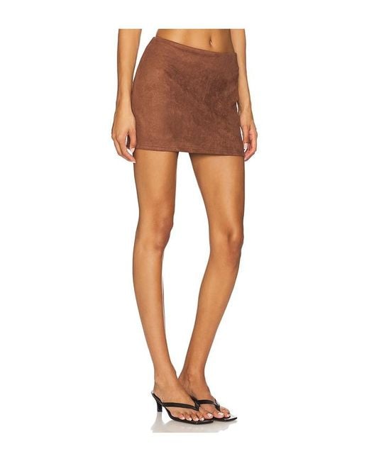 superdown Brown Patsie Faux Suede Mini Skirt