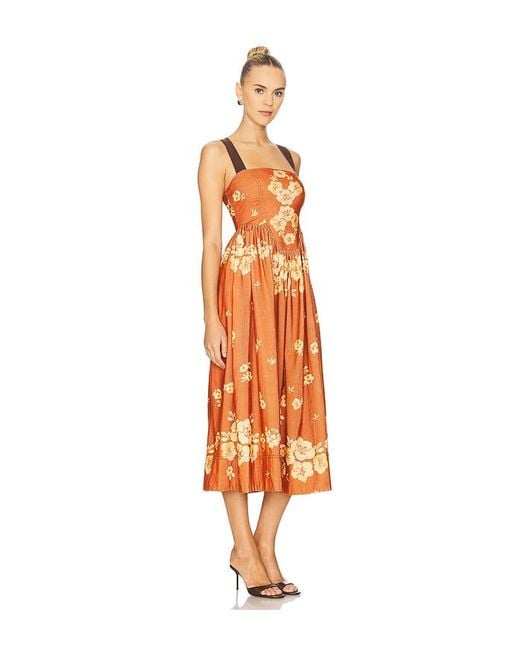 Free People Orange Midi-Kleid Until Dawn