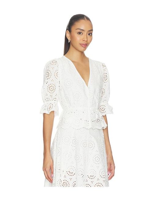 FRAME White The Deco Eyelet Tiered Blouse