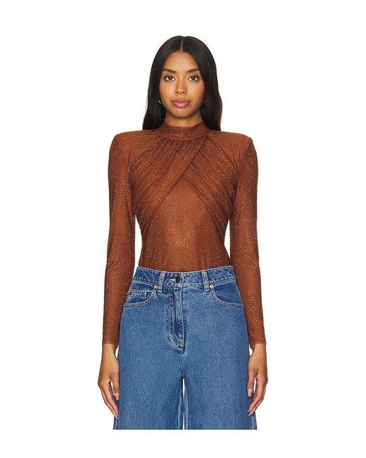 Tシャツ・カットソー SELF PORTRAIT JERSEY TOP WITH RHINESTONES self-portrait Rhinestone Mesh Cut Out Top in Black | REVOLVE
