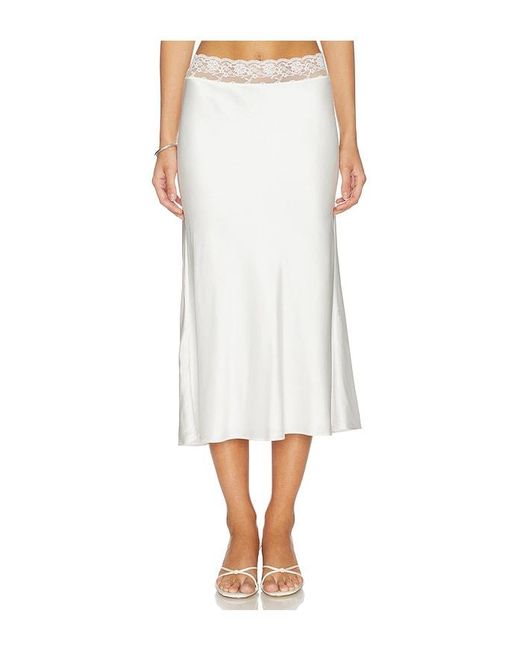 Lovers + Friends White Cierra Midi Skirt