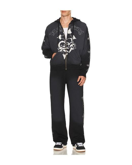 Ed Hardy Black Crosses Skulls Baggy Sweatpant for men