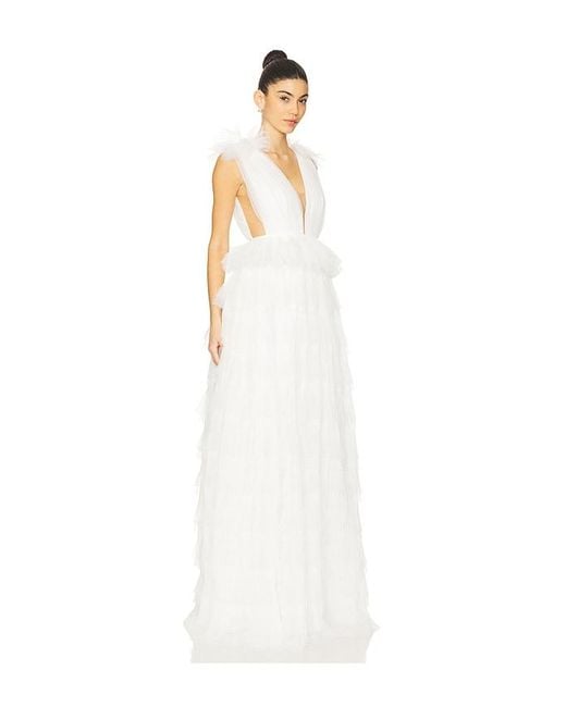 SAU LEE White Sabrina Gown