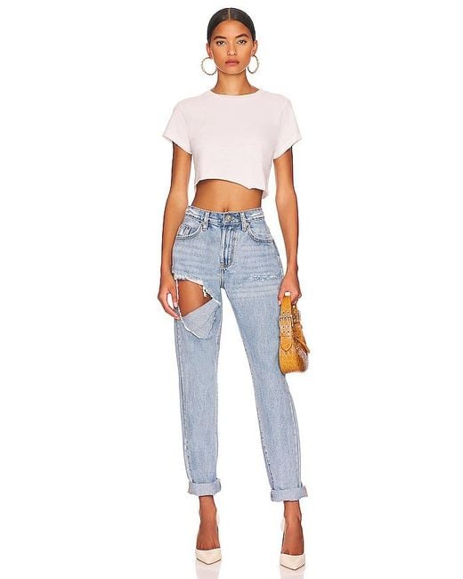 Re/done White X Hanes Cropped 60's Slim Tee