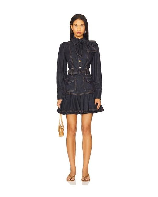 Vestido De Mezclilla Con Vuelo En Color Azul Talla (También En 1/S, 2/M, 3/L) Zimmermann de color Black