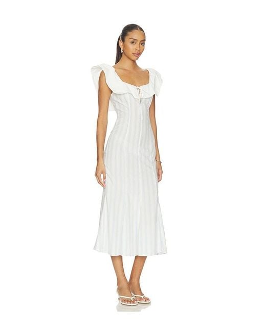 LPA White Harper Midi Dress