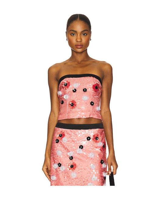 GUIZIO Red Chantal Sequin Tube Top