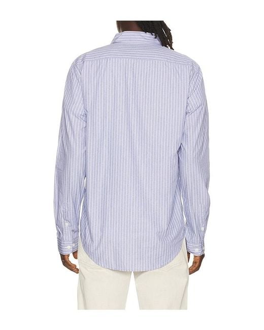 Onia Blue Poplin Long Sleeve Button Down Shirt for men