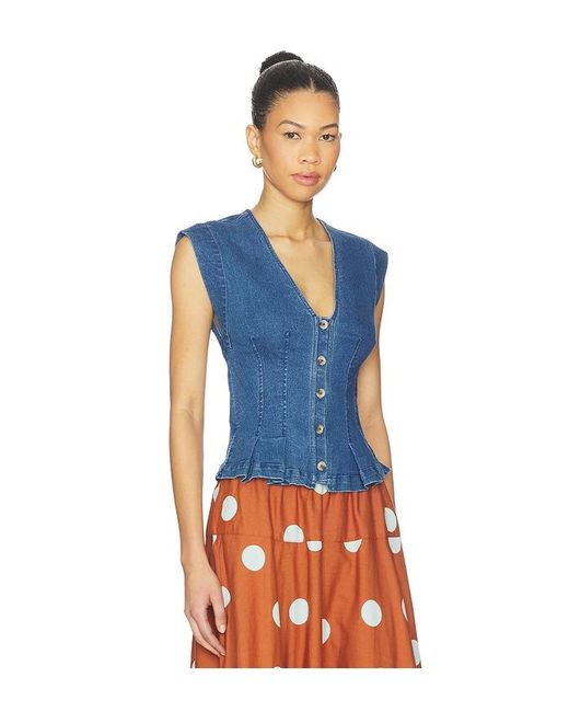 Free People Blue Dylan Denim Vest