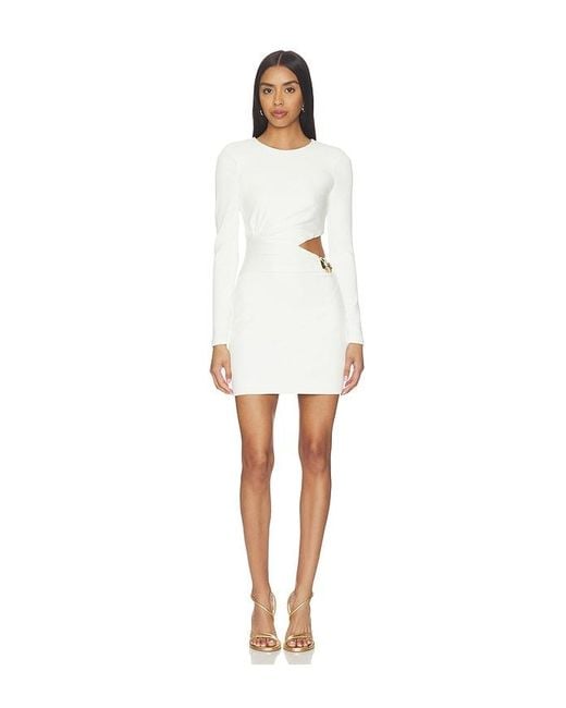 PATBO White Cora Knit Long Sleeve Mini Dress