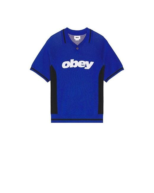 Obey Blue Sport Knitted Polo for men