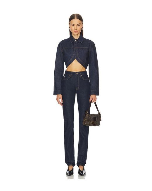GRLFRND Blue Ella Cropped Jacket