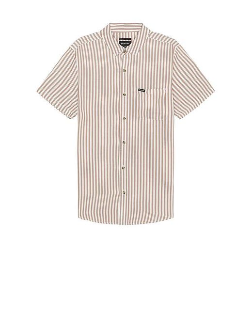 Brixton White Charter Herringbone Stripe Short Sleeve Shirt for men