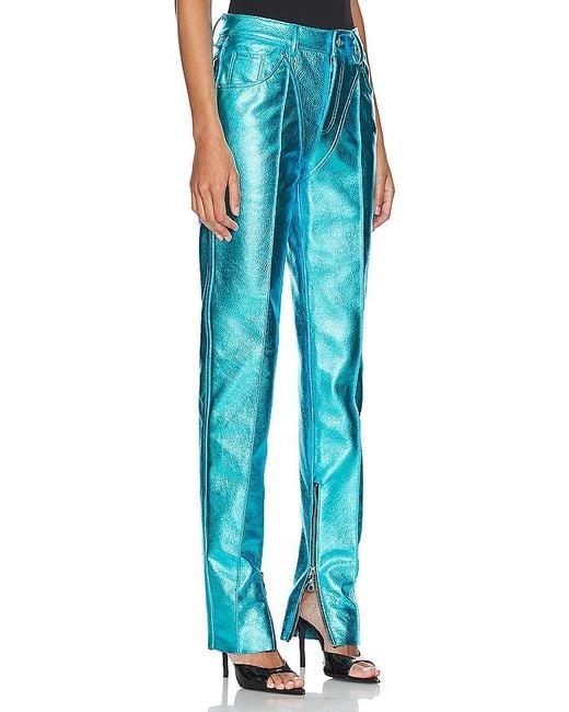LAQUAN SMITH Blue Leather Tapered Pant