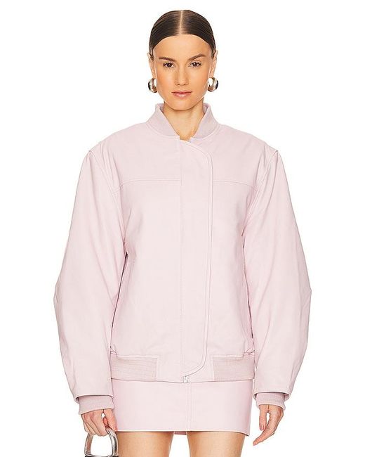 Remain Pink Oversized Leather Bomber Jacket