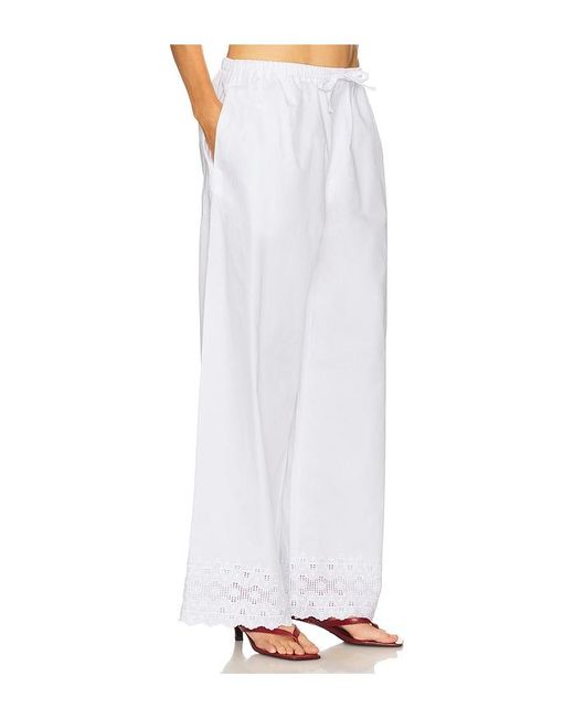 Helsa White The Summer Pant With Vintage Swiss Embroidery