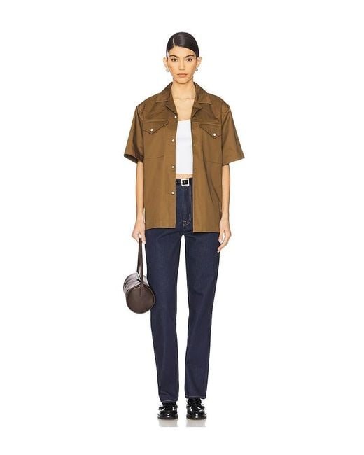 WAO Brown Satin Western Short Sleeve Shirt for men