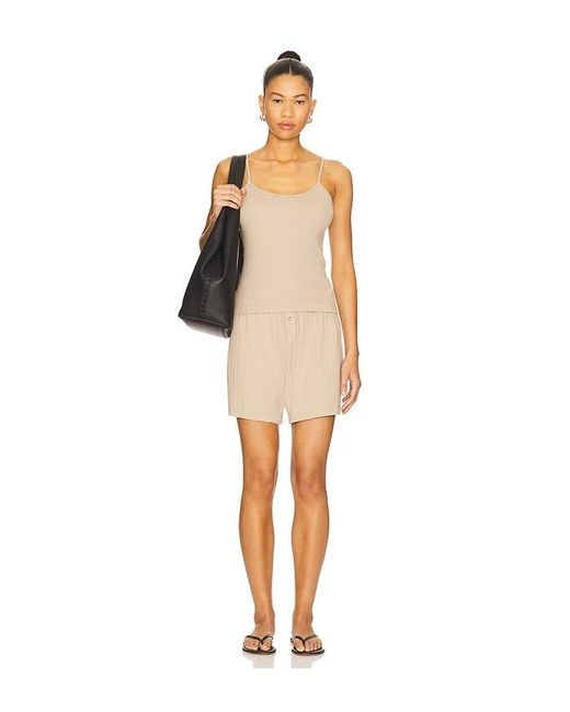 DONNI. Natural Pointelle Cami Tank Top
