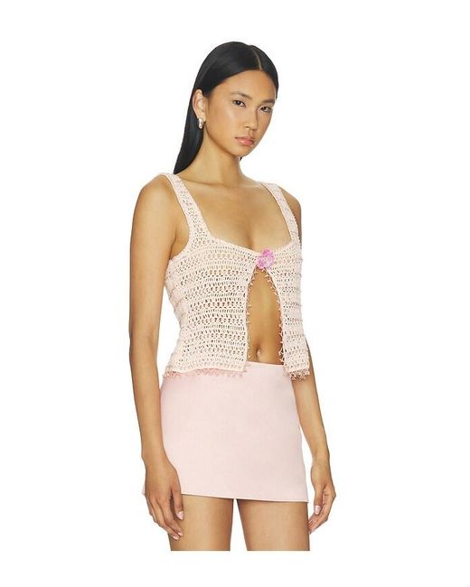 For Love & Lemons Pink Lulu Beaded Tank Top