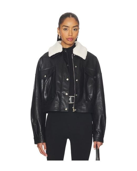 superdown Black Colette Faux Leather Jacket