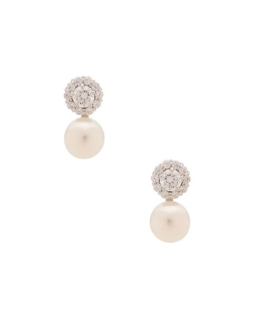 Shashi White Halo Stud Pearl Drop Earring