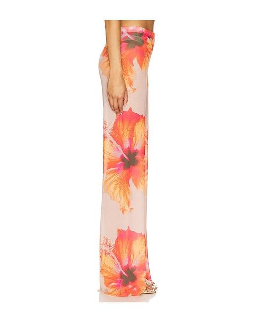 GOOD AMERICAN Orange Gauze Mesh Wide Leg Pant