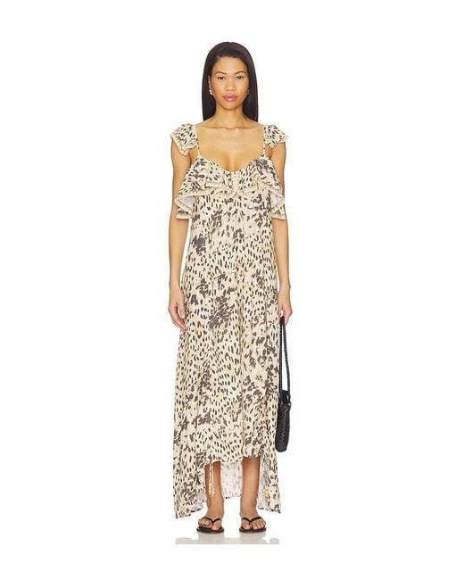 Spell White Snow Leopard Strappy Gown