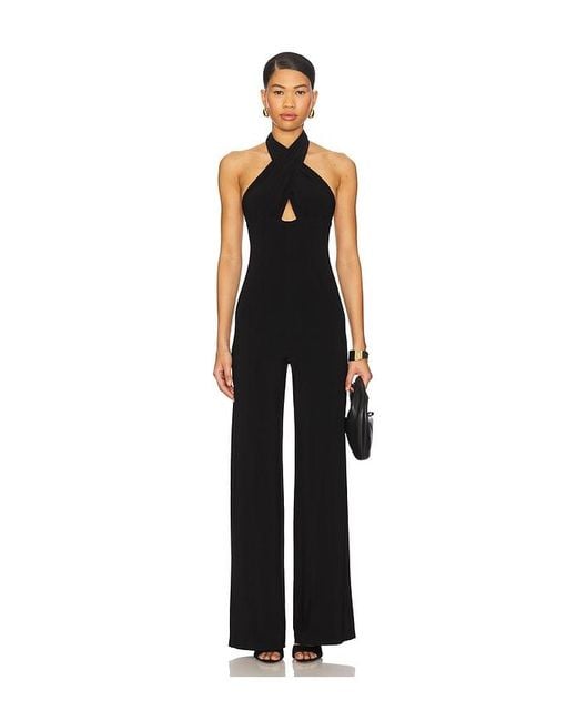 Norma Kamali Black Halter Straight Leg Jumpsuit