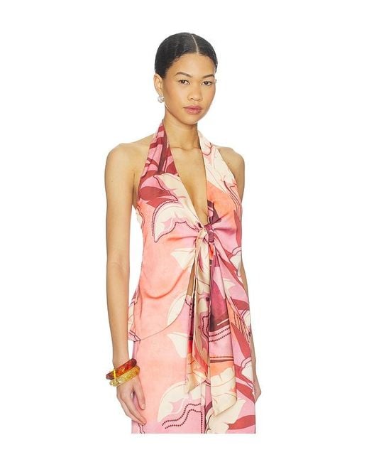 Seven Wonders Red Kaeli Tie Front Halter Top